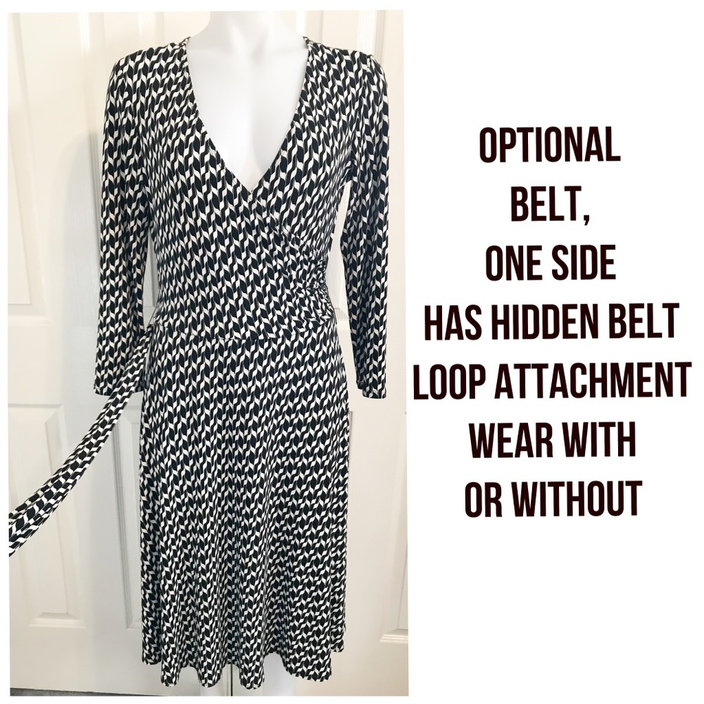 Donna Morgan, Long Sleeve, Wrap Style Shift Dress - Picture 6 of 7
